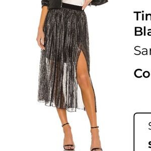 Sanctuary Black Sparkle Pleated Midi Skirt